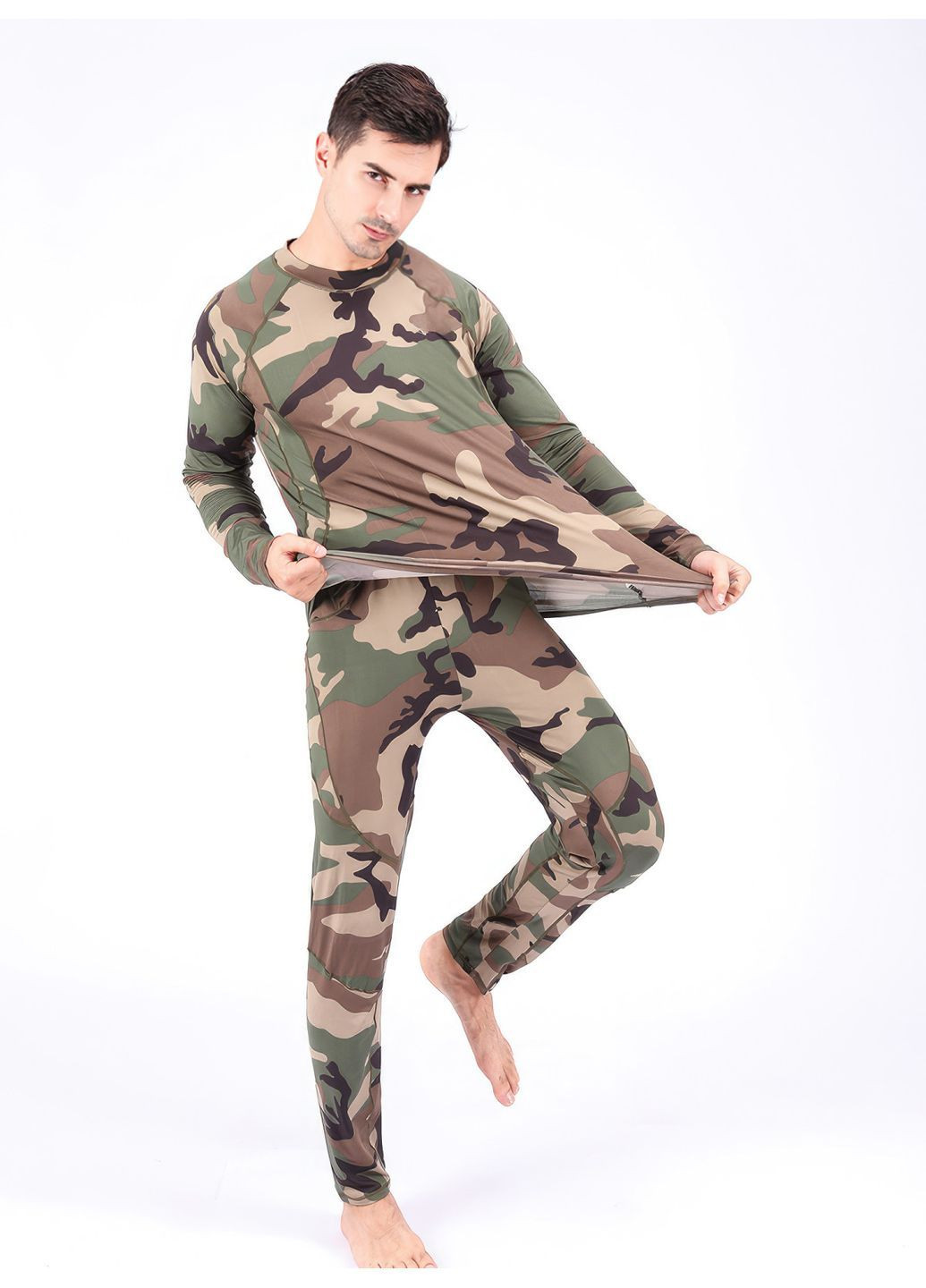 Термобелье мужское зимнее ЗСУ комплект / термоодежда для повседневной носки / Милитари 9064 M см Зеленый 68390 OnePro (369559683)