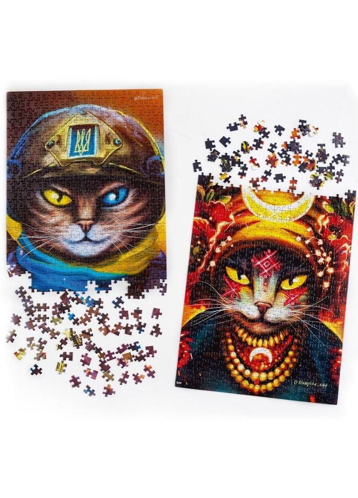 Пазли Український кіт-воїн та Українська мольфарка 2 в 1, 500 елементів () De.tail DT500-10 (352540056)
