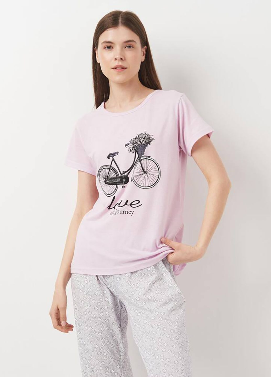 Рожева всесезон піжама футболка + штани Carla Mara