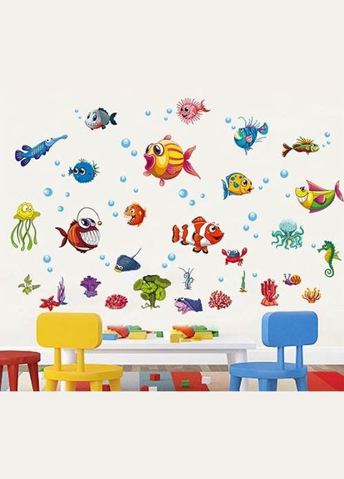 Наклейка дитяча на стіну Рибки 45х60 см (XH6230) Green Life (316645784)