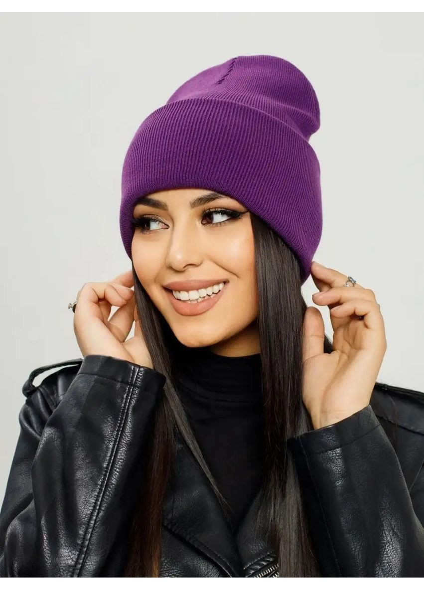 Молодежная двухслойная шапка бини лонг No Brand Шапка біні лонг лопата (362411532)