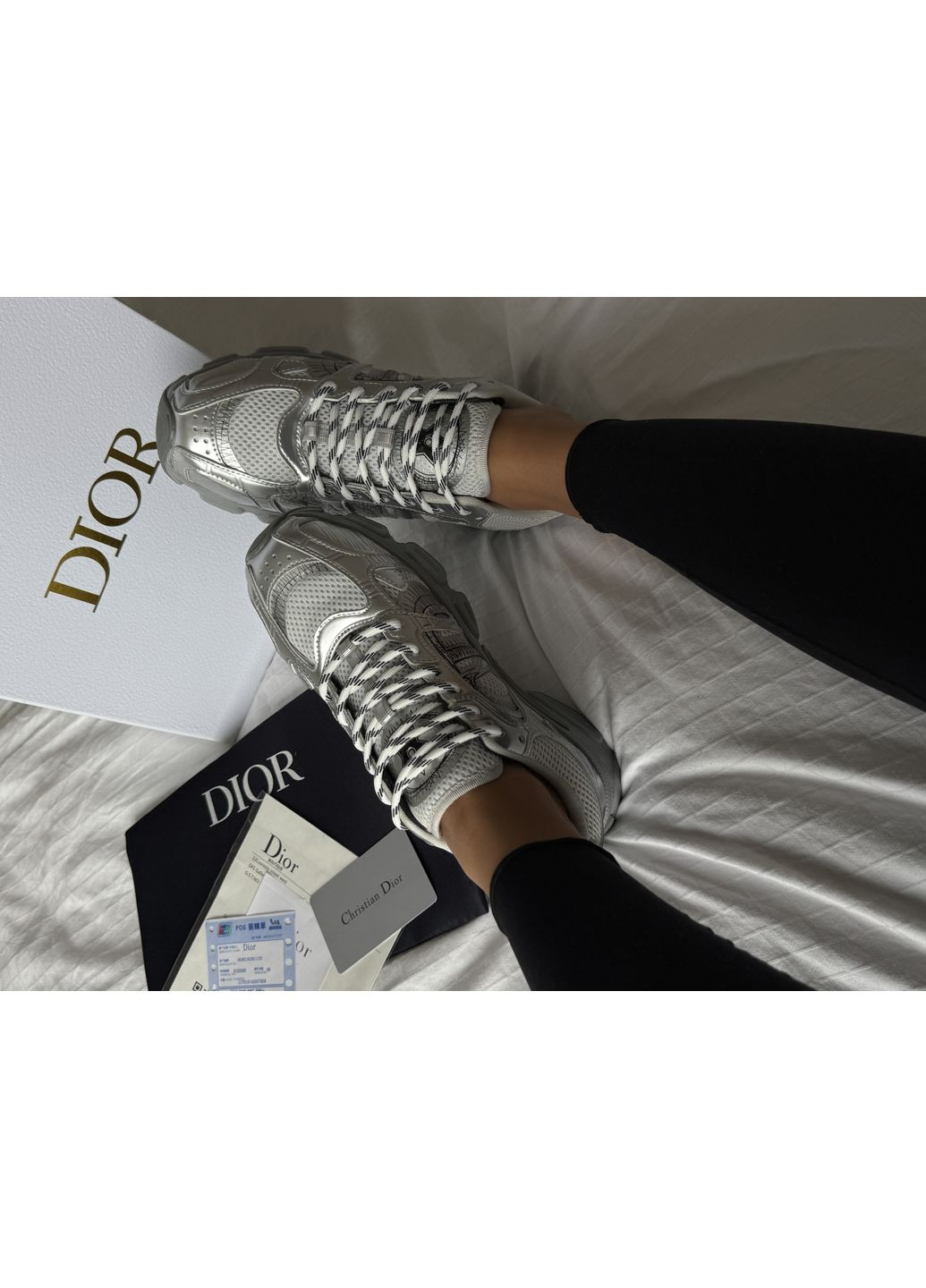 Кросівки жіночі Dior Chrono Silver | Діор Хроно срібні No Brand срібні демісезони (366742232)