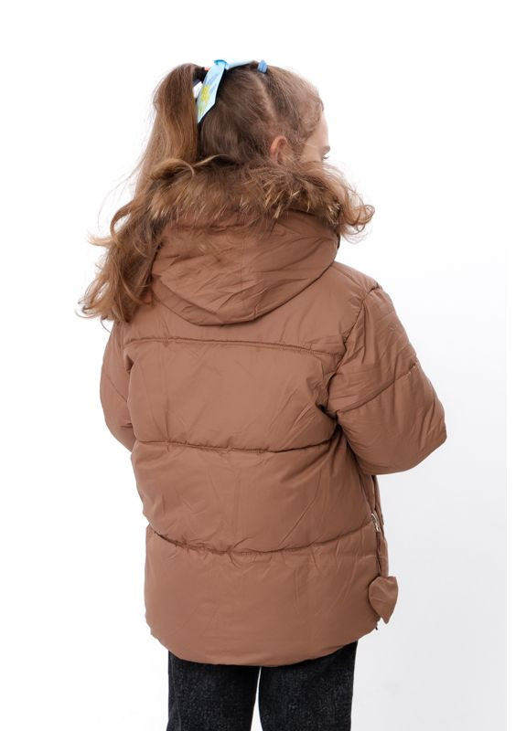 Кавова зимня зимова куртка для дівчинки однотонна з капюшоном (p-18512) Носи своє