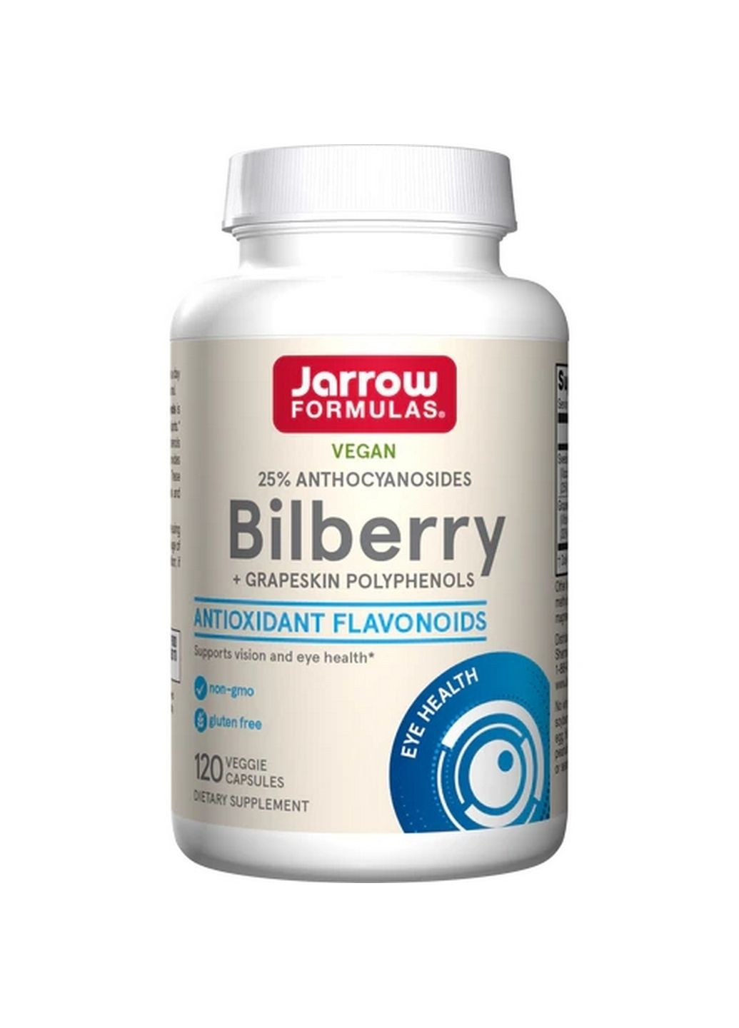 Натуральна добавка Bilberry + Grapeskin Polyphenols, 120 вегакапсул Jarrow Formulas (293420697)