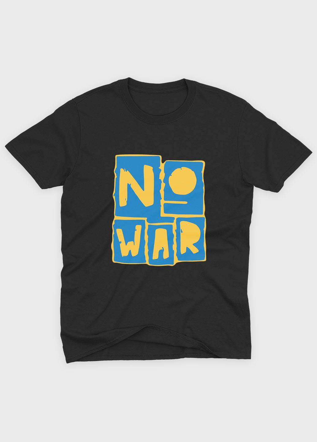 Чорна літня жіноча футболка з патріотичним принтом no war (ts001-5-bl-005-1-126-f) Modno