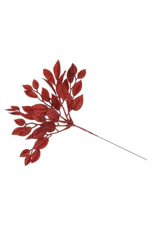 Гілка для декору 29 см Штучні матеріали для декору та флористики з глітером Червона No Brand (366734751)