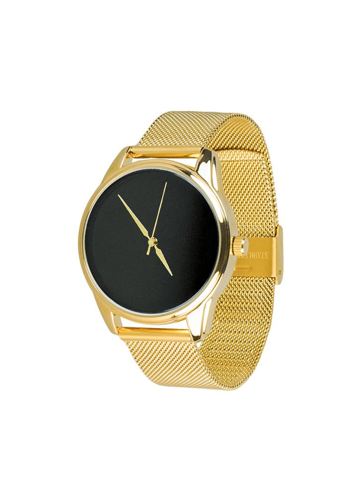 Годинник Мінімалізм чорний на металевому браслеті (золото) Ziz 5000487 (338216240)