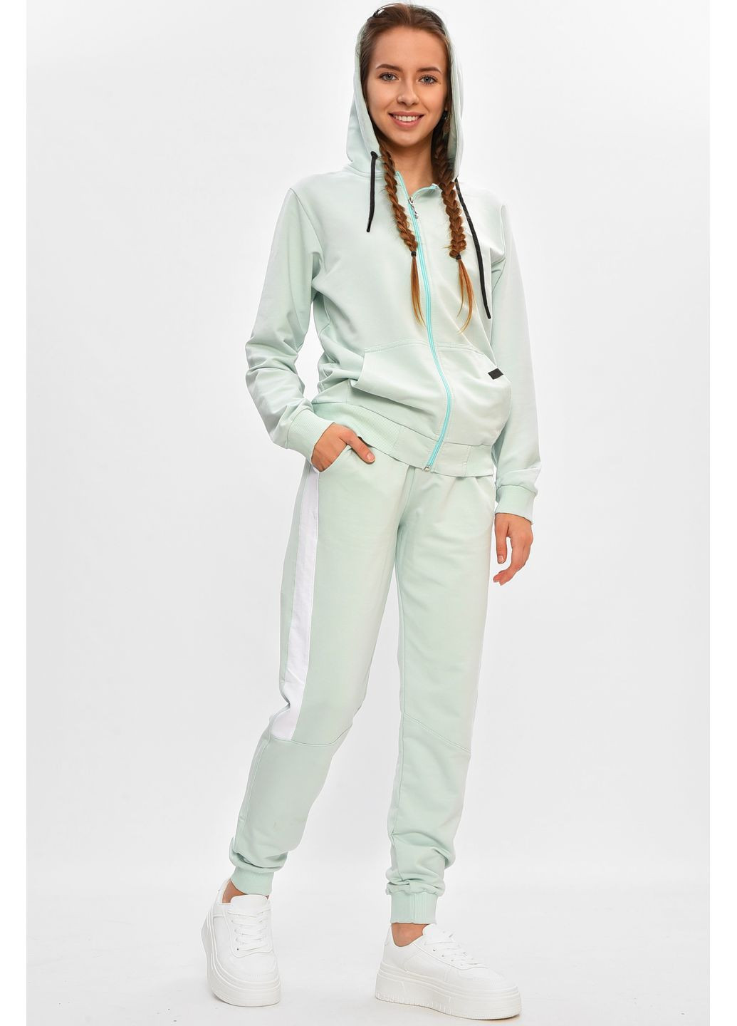 М'ятний демісезонний спортивний костюм підлітковий для дівчинки м'ятного кольору брючний Let's Shop