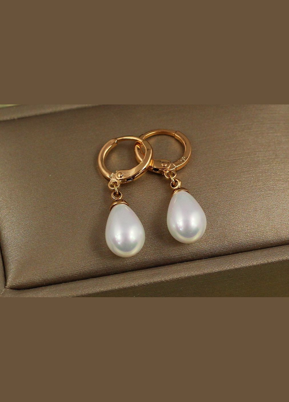 Серьги подвески капельки с жемчугом 2,9 см золотистые. Xuping Jewelry (316433707)