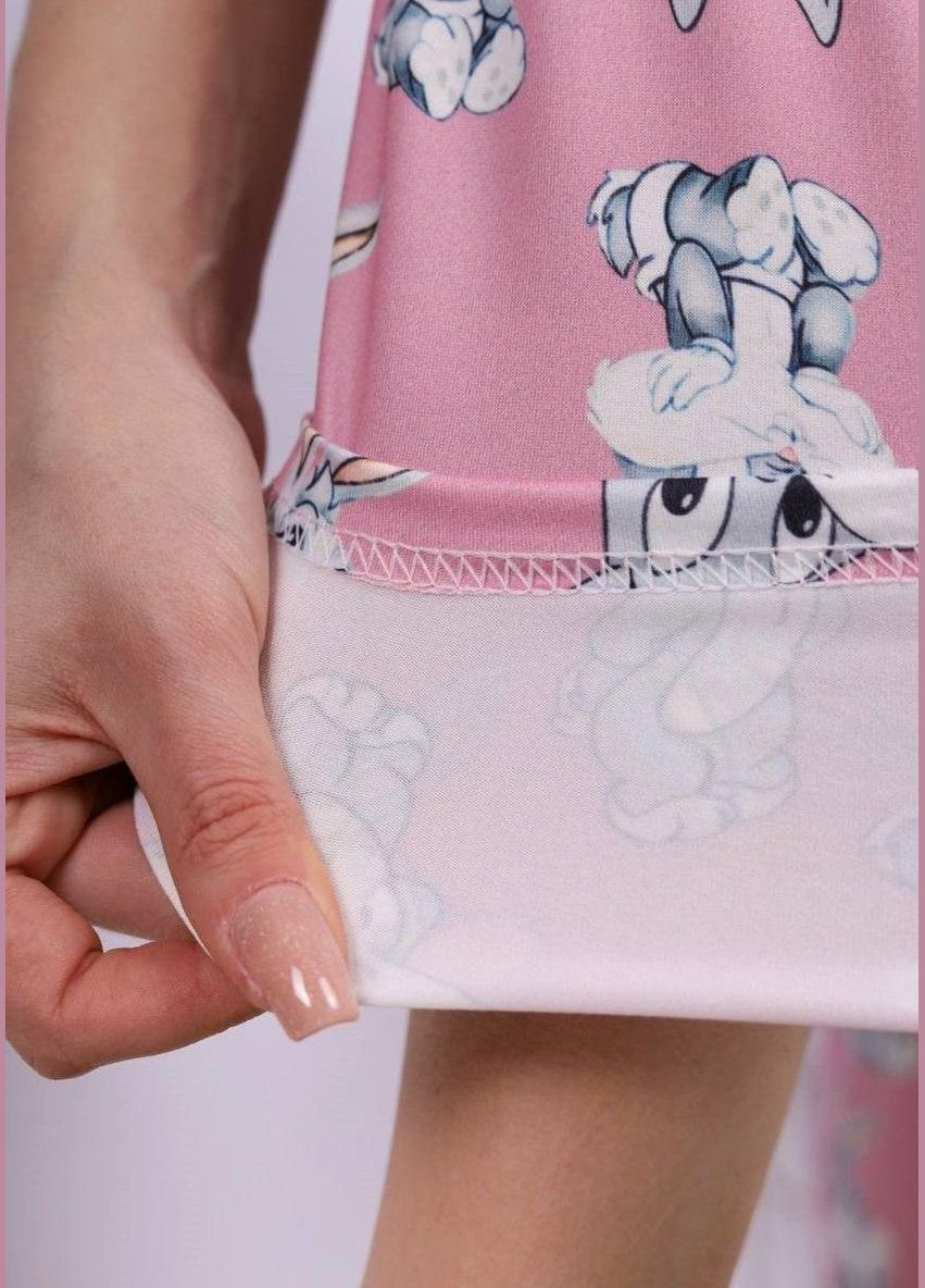 Розовая всесезон пижама женская розового цвета футболка + брюки No Brand Жіночі піжами