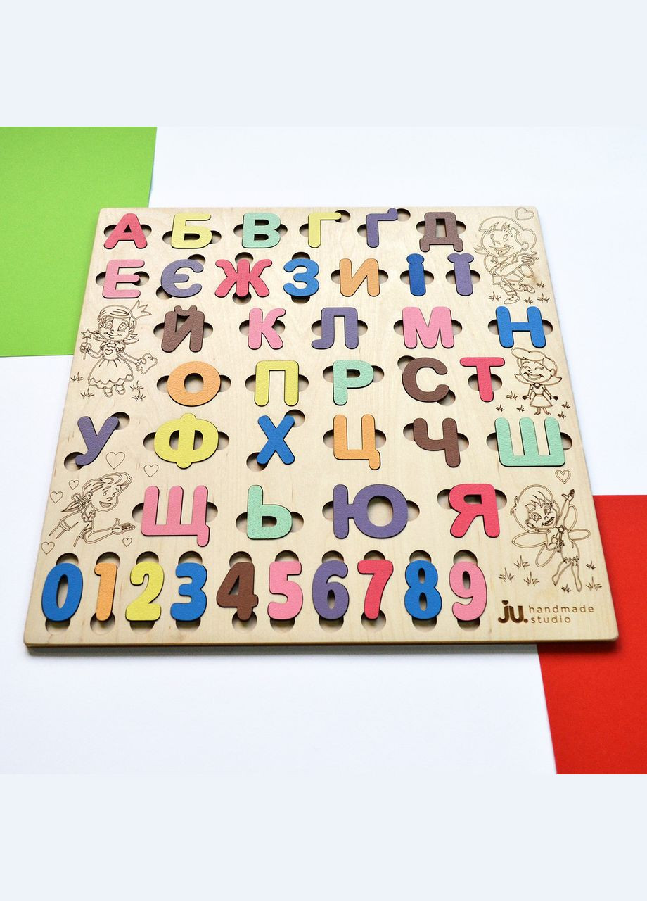 Дерев'яна абетка вкладиш "Принцеси", дитячий алфавіт із дерева, дерев'яна азбука УКРАЇНСЬКА No Brand (301482789)