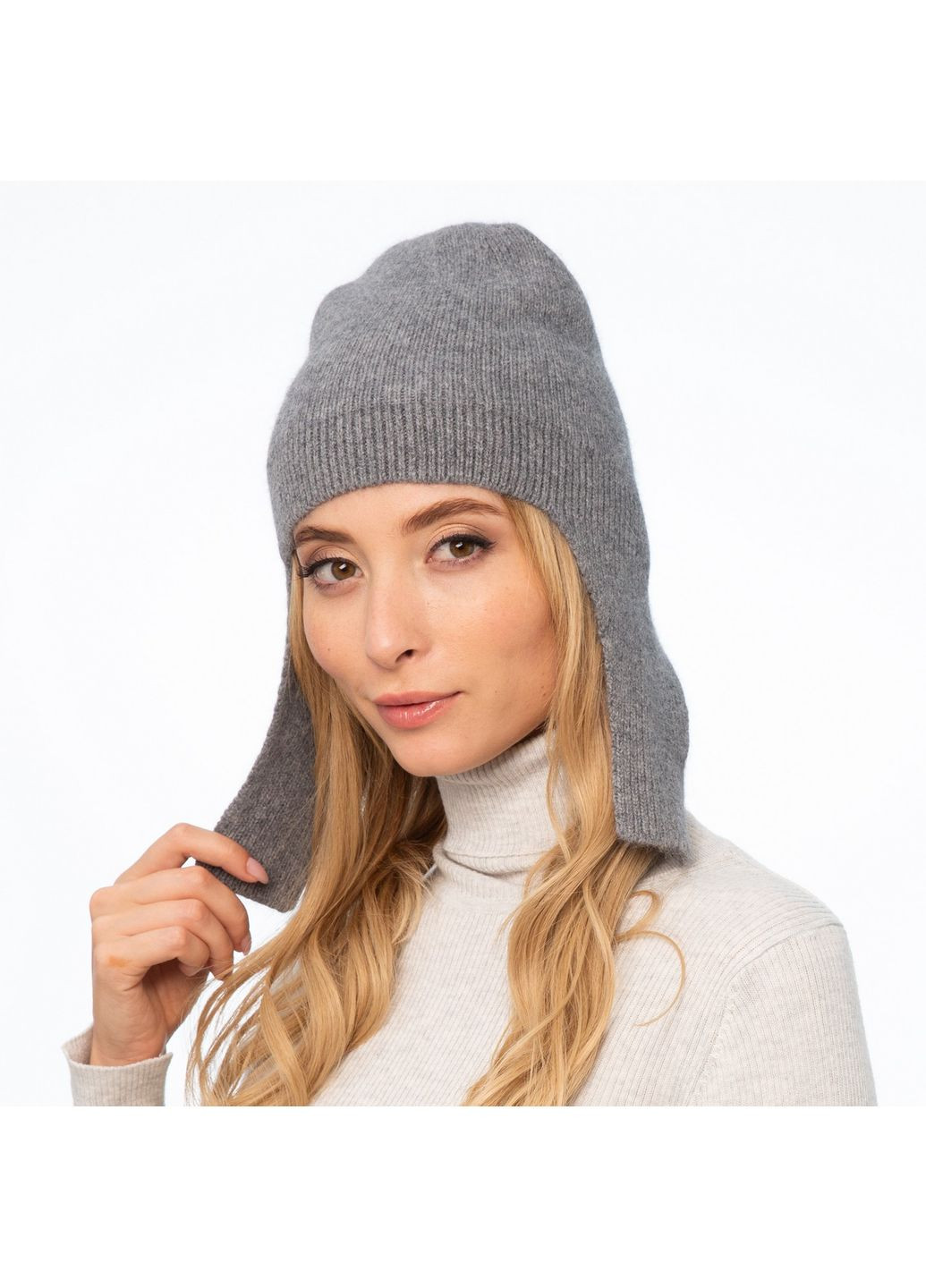 Шапка ушанка женская ангора серая MOLLY LuckyLOOK 977-687 (322791759)