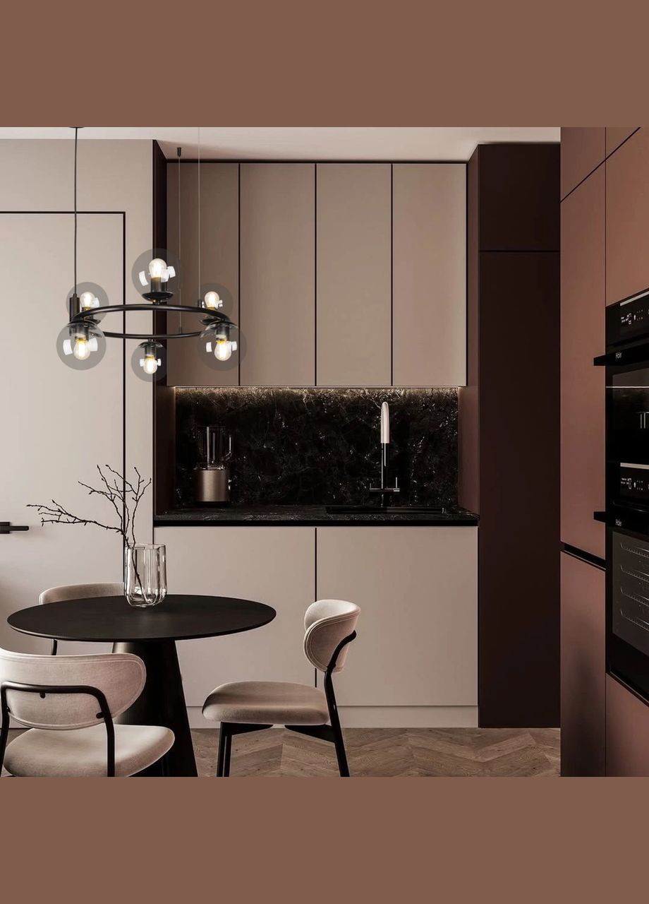 Люстра подвесная черная круглая на 6 ламп "Bubbles" (52-1011-6 BK+CL) No Brand (370070556)