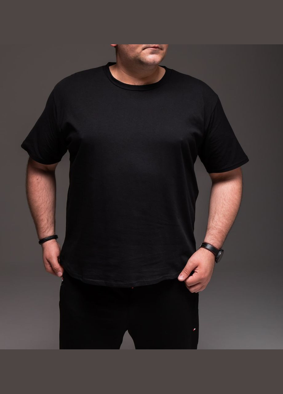 Чорна чоловіча чорна футболка батал "casual" No Brand