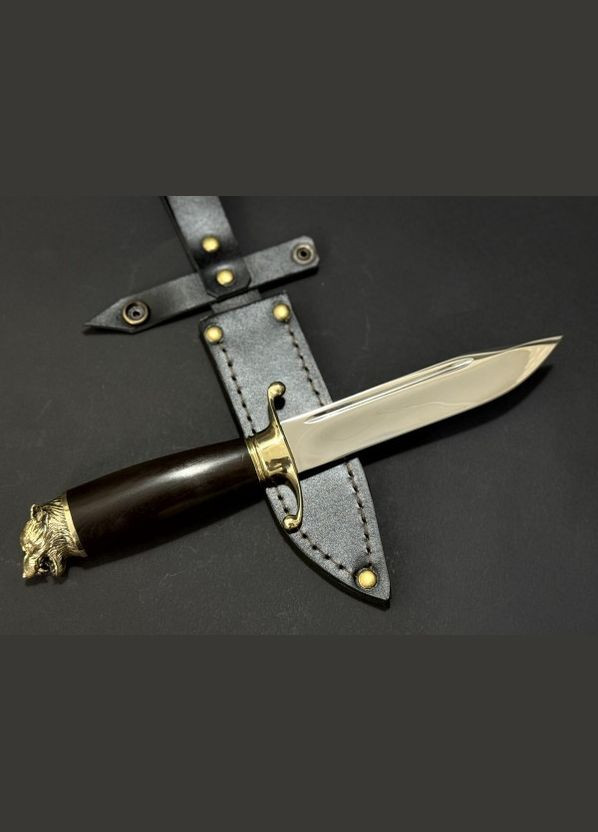 Нож охотничий с бронзовым наконечником Финка Волк 222k63 рукоятка дерево граб NB Art (346534209)