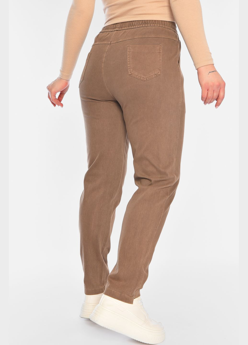 Штани жіночі однотонні коричневого кольору Let's Shop (317284370)