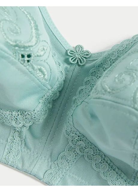 Бирюзовый бралетт бюстгальтер Marks & Spencer без косточек хлопок, полиэстер, полиамид, эластан