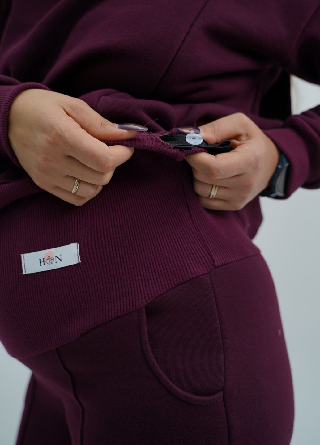 Утеплений костюм для вагітних і годуючих мам з секретом для годування Темно-бордовий HN (307905086)