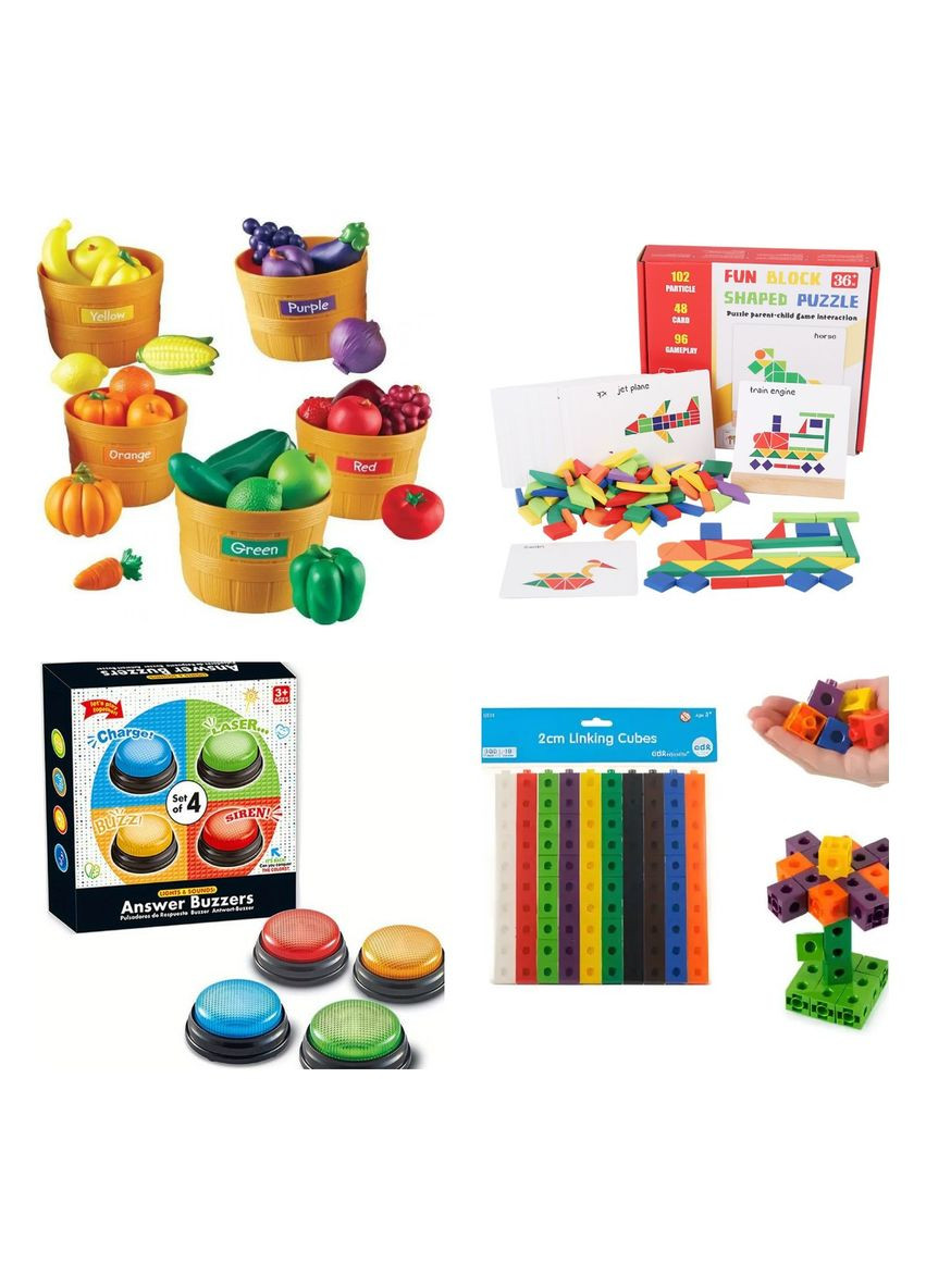 Обучающий игровой набор 4в1, Комплект для развития мышления и моторики No Brand (365783129)