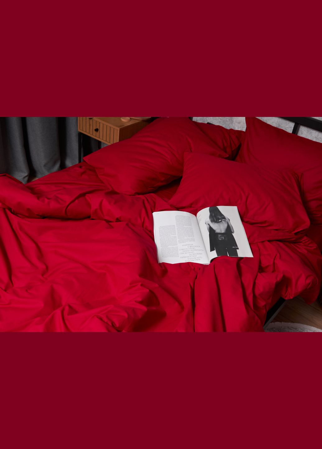 Комплект постельного белья Бязь Gold Люкс двуспальный 175х210 наволочки 4х70х70 (MS-820003124) Moon&Star cherry red (288043217)