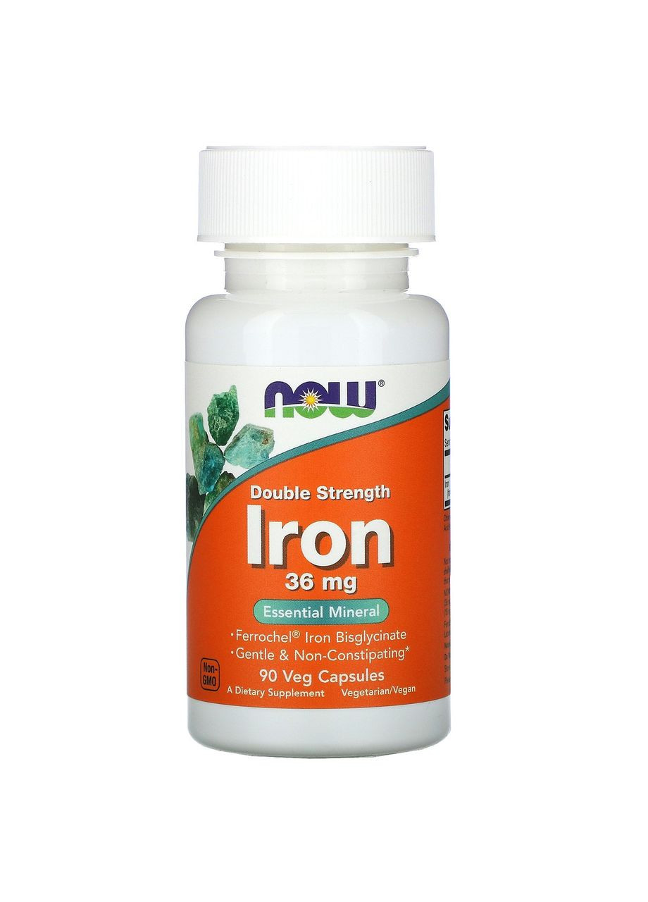 Хелатное железо 36 мг Ferrochel Iron Bisglycinate бисглицинат 90 растительных капсул Now Foods (264648137)
