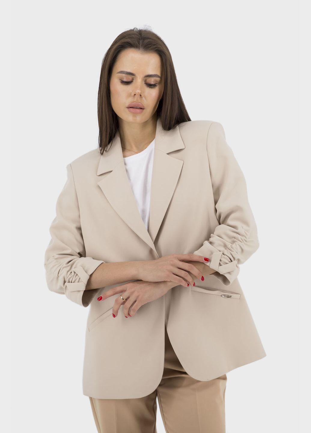 Бежевый женский женский пиджак (, ), 38005 Maryland однотонный - всесезон