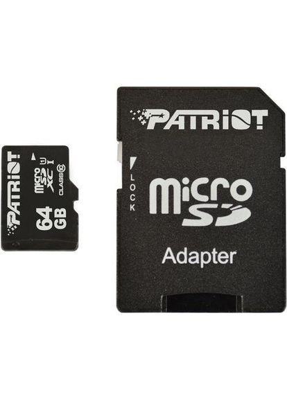 Картка пам'яті microSDXC LX Series 64 GB Class 10 UHS-I і SD-адаптер PSF64GMCSDXC10 Patriot (282001351)