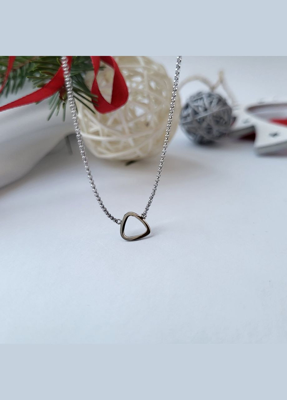 Женская серебряная цепочка колье с подвеской без камней Треугольник 45 см серебро 925 пробы Родирован 1212 No Brand (306854431)