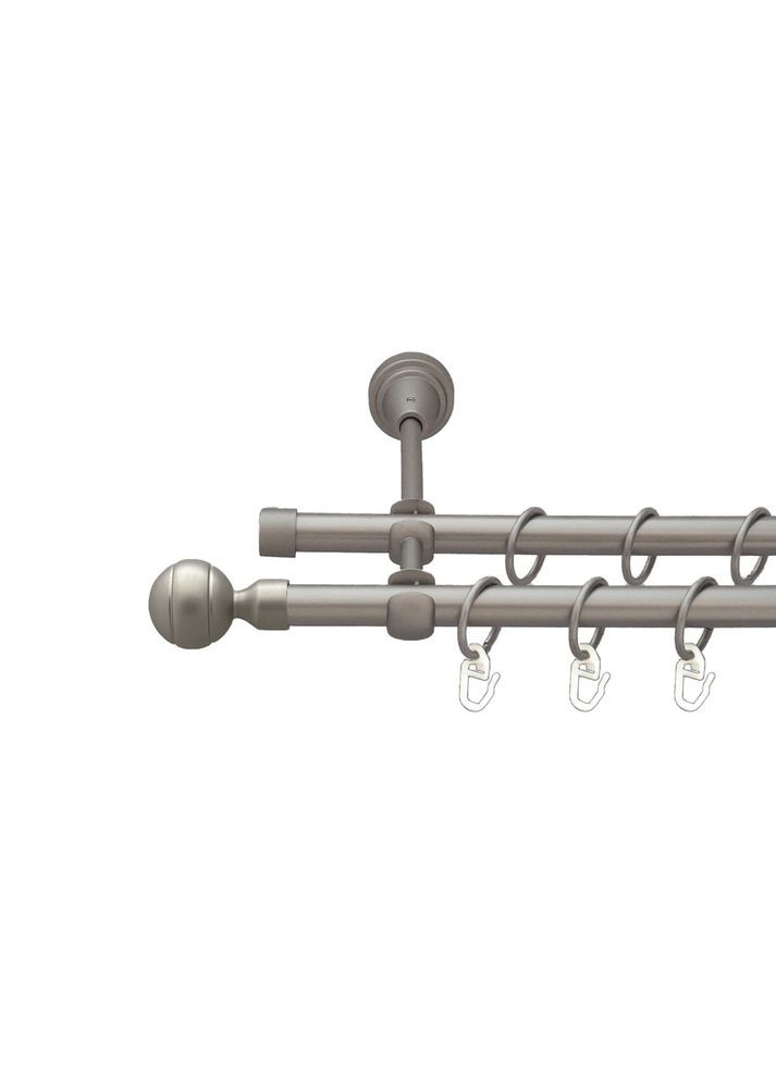 Карниз Паола металлический двухрядный открытый гладкая труба Сатин 16\16 мм 160 см (00-00022949) ORVIT (300843230)