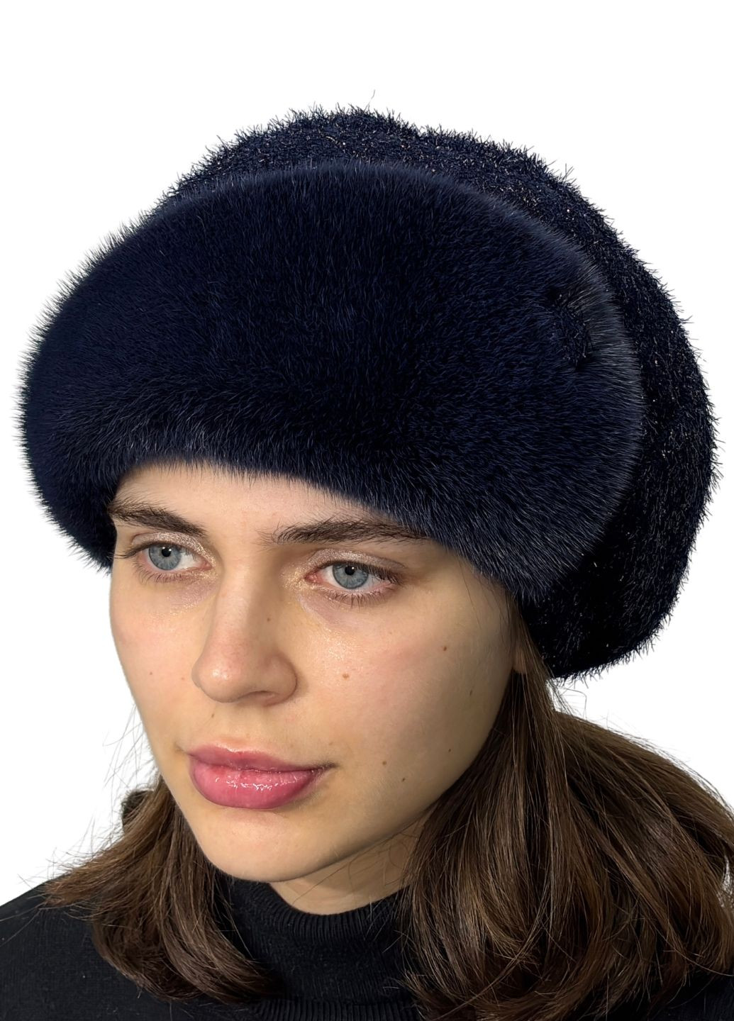 Женский берет на трикотажной основе с натуральным мехом норки Меховой Стиль Восьмиклинка (229461765)