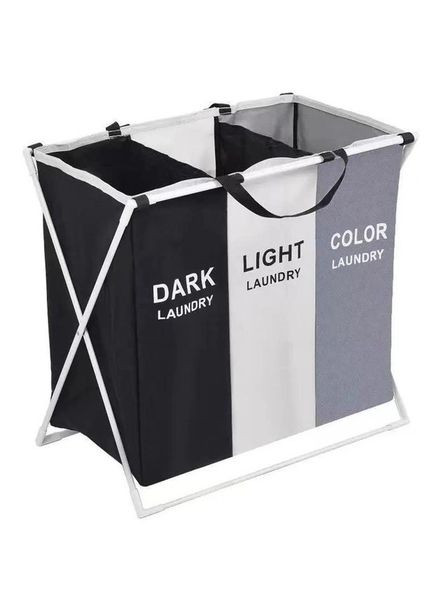 Раскладная корзина для белья Laundry Basket Органайзер с 3 секциями Белый, Серый, Черный No Brand (332984068)