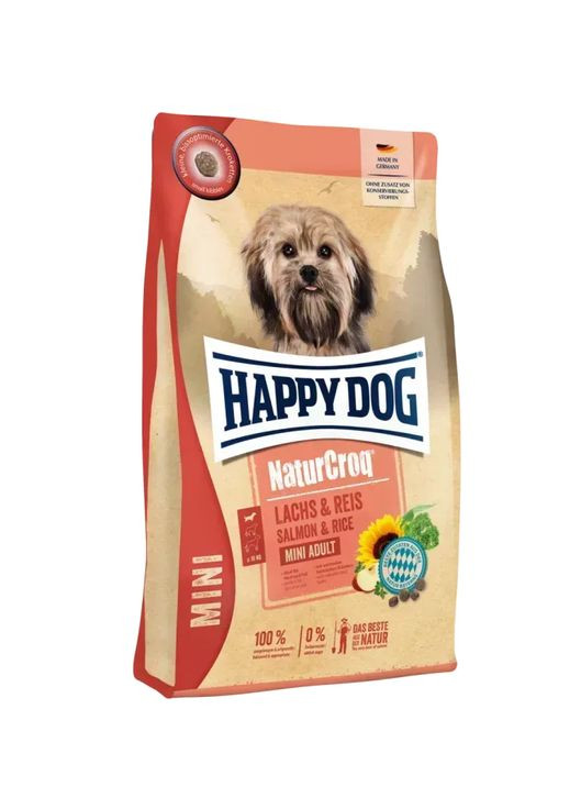 Сухой корм для собак маленьких пород с лососем и рисом NaturCroq Mini Lachs & Reis, 4 кг (4001967166040) Happy Dog (364786837)
