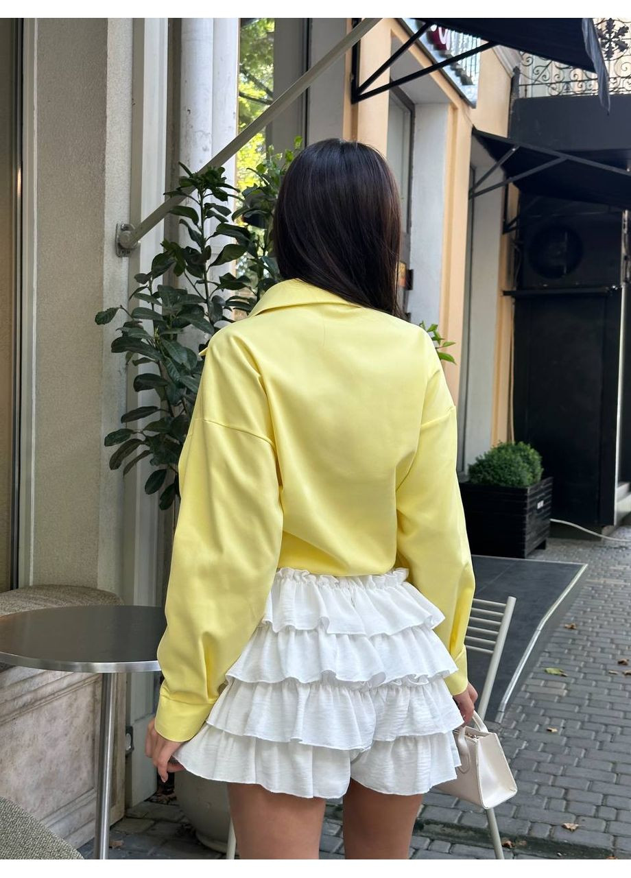 Жіночi короткi шорти з рюшами молочного кольору 33947 Fashion (351581182)