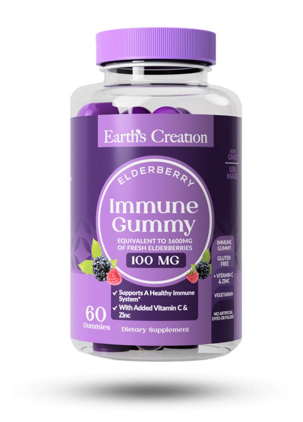 Натуральна добавка Immune Gummy Elderberry, 60 желеек Earth's Creation (293483411)