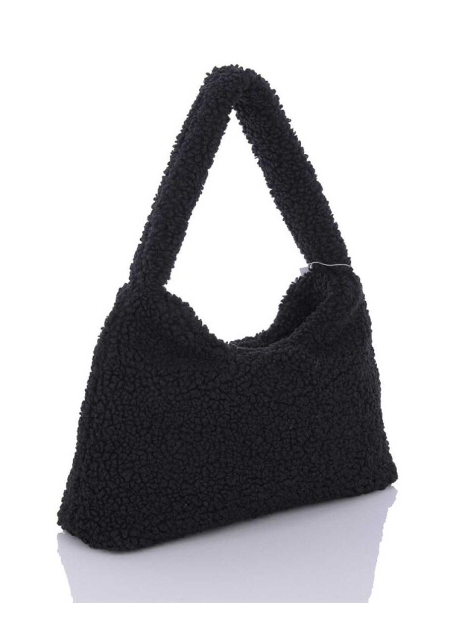 Жіноча м'яка сумка на одне відділення зі штучного хутра чорного кольору "Лулу" WeLassie (298570045)