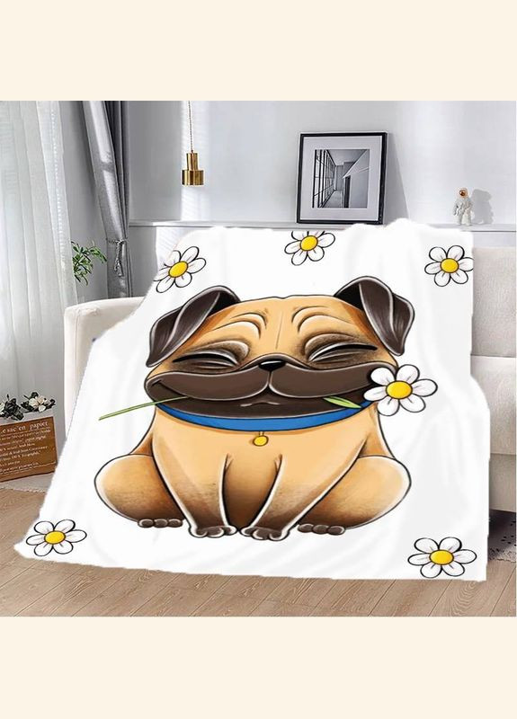 Плед 3D Нежный мопсик 13290 135х160 см FlexDress (364498516)