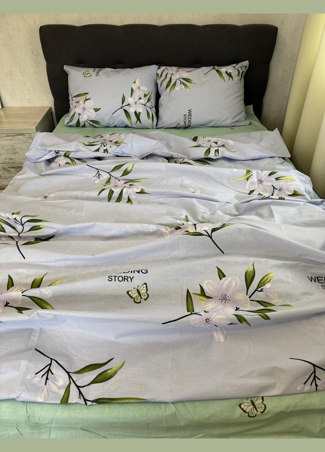 Постільна білизна бавовняна Аріва Євро Простирадло на гумці 180x200х20 Бязь Сіра 50 х 70 No Brand (322568361)