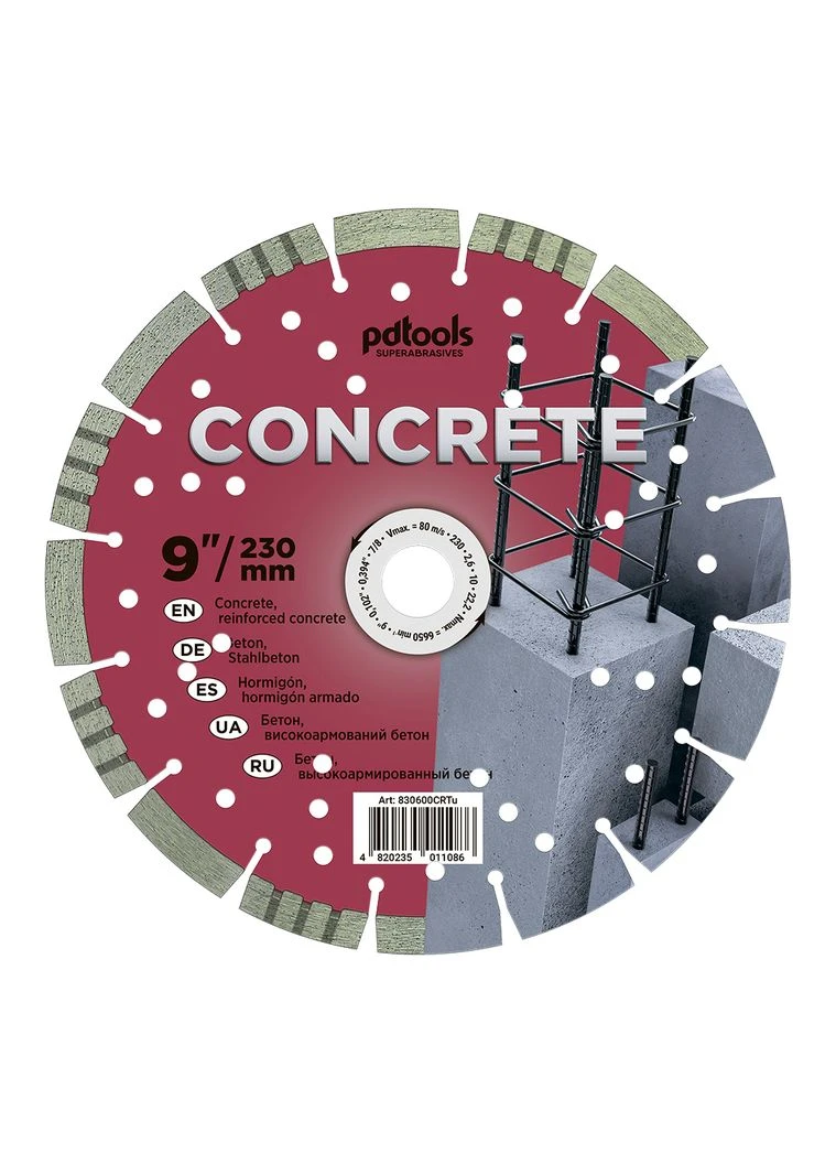 Круг алмазний вiдрiзний CONCRETE 1A1RSS/C1 230 для ручного інструменту (42063) PDTools (295031636)