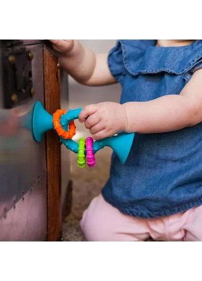 Прорезыватель погремушка силиконовый 12.7х7х5 см голубой Fat Brain Toys (393592204)