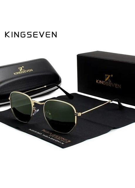 Женские поляризационные солнцезащитные очки N7548 Gold Green KINGSEVEN (306460109)
