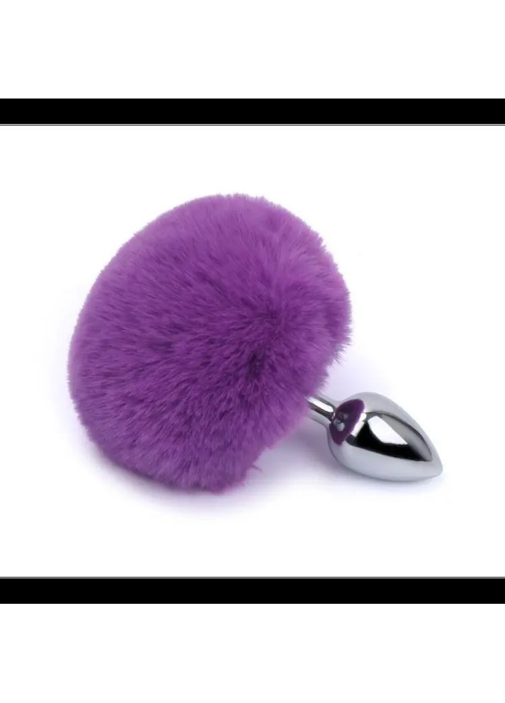 Анальна пробка М 3,4 см хвостик кролика зайця з хутром Playboy steel plug сталева Focus (303891642)