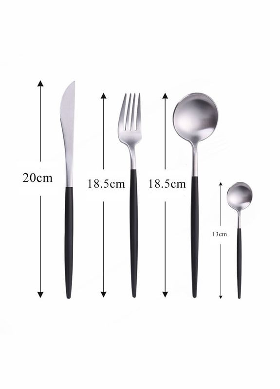 Ложка чайная серебряного цвета с черной ручкой из нержавейки. Приборы для ресторанов кафе и дома REMY-DECOR (293152738)