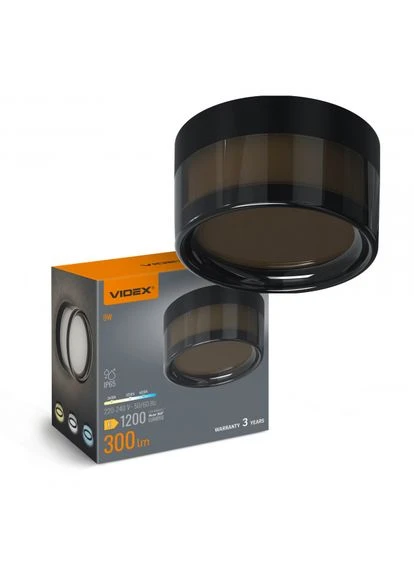 Світильник точковий накладний світлодіодний LED IP65 круглий BHD01 9W 2400-3200-4300K Black чорний Videx (387522807)