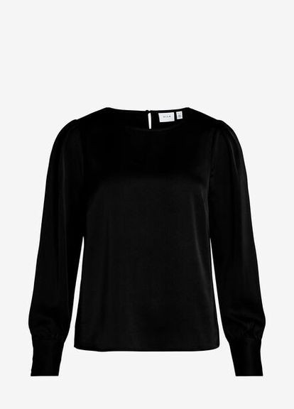 Чорна блузка Vila VIELLETTE O-NECK SMOCK TOP
