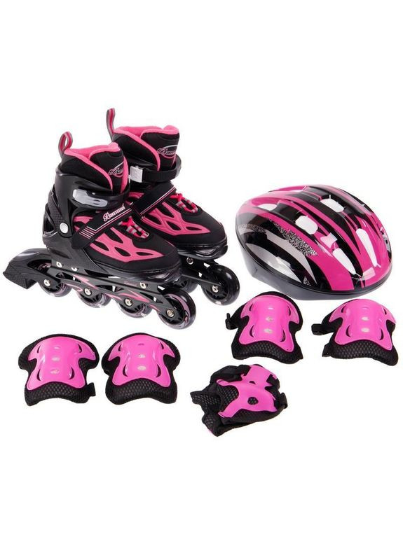 Роликовые коньки раздвижные детские с защитой и шлемом в комплекте BW-188 S черный Banwei (342104715)