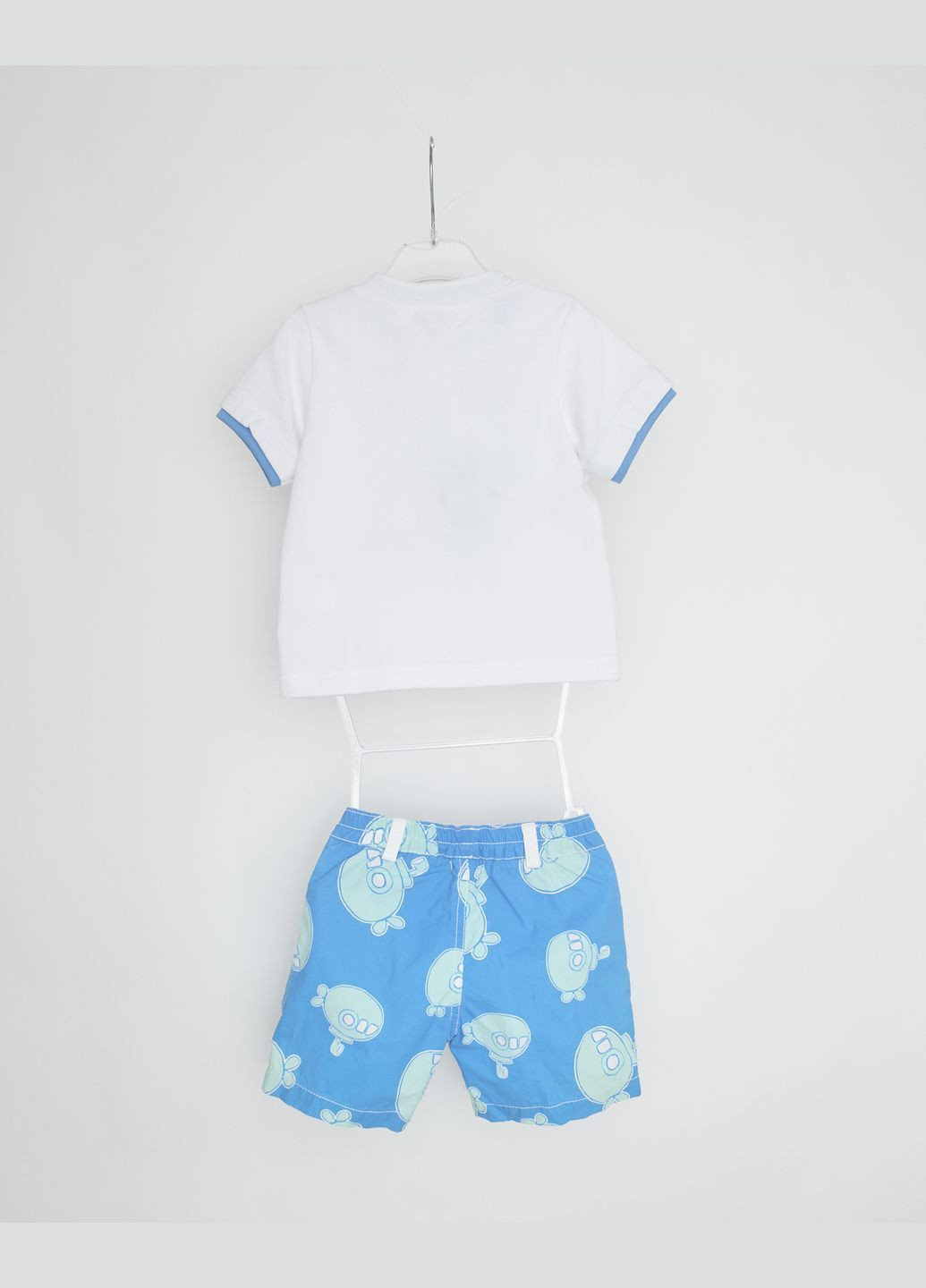 Белый летний комплект(футболка+шорты) 2131ooo4 бело-голубой Marasil