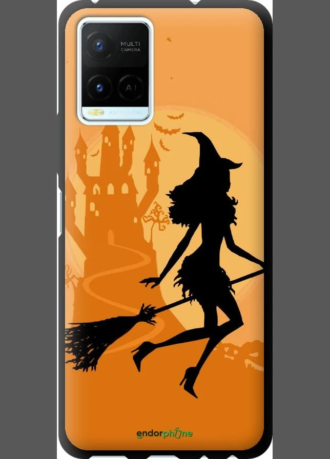 Чехол на Vivo Y21s Ведьма на метле "1184b-2550-70447" Endorphone (365735996)