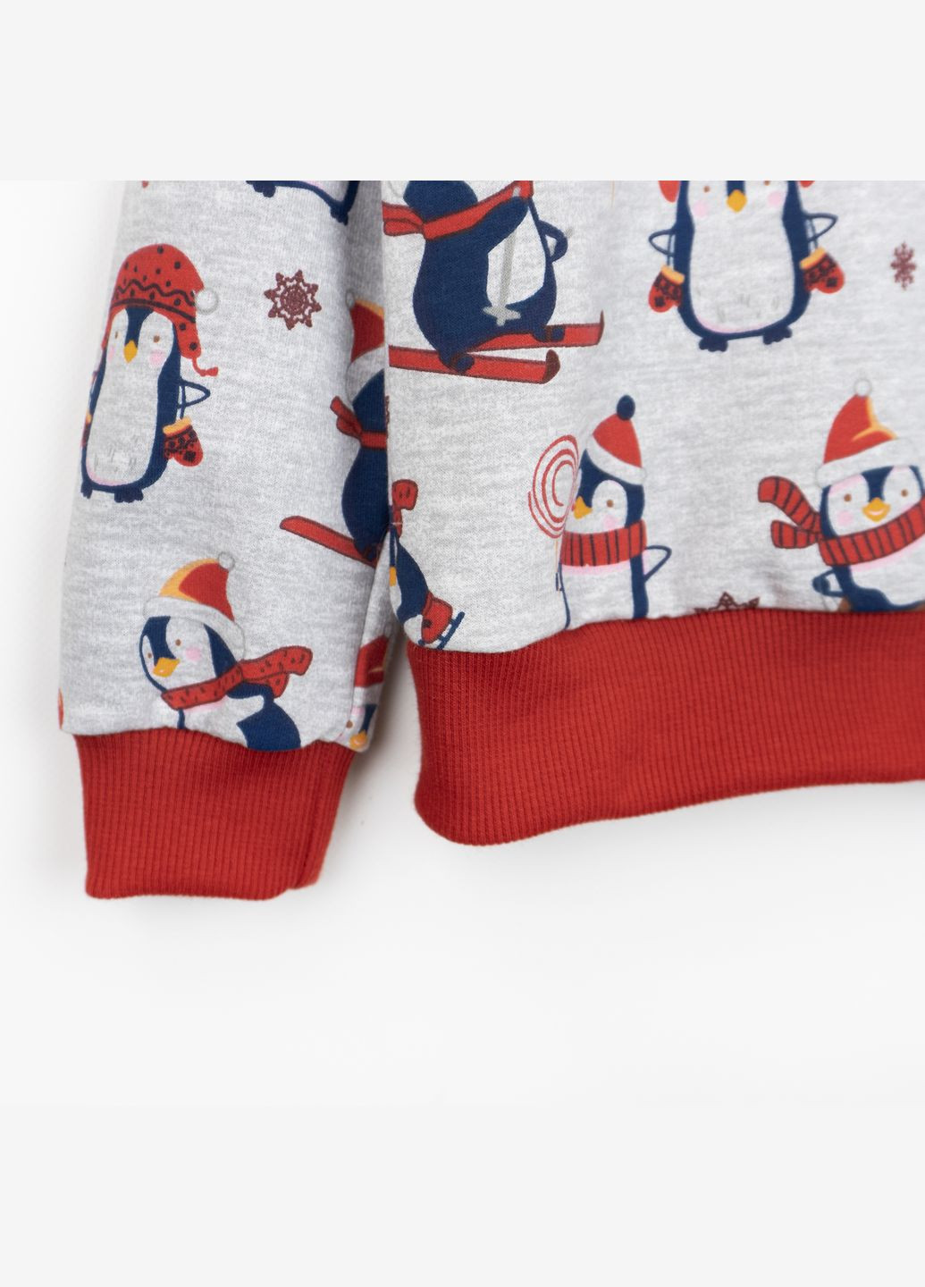 dexter's свитшот детский новогодний с начесом dexter`s с пингвинами christmas penguin серый