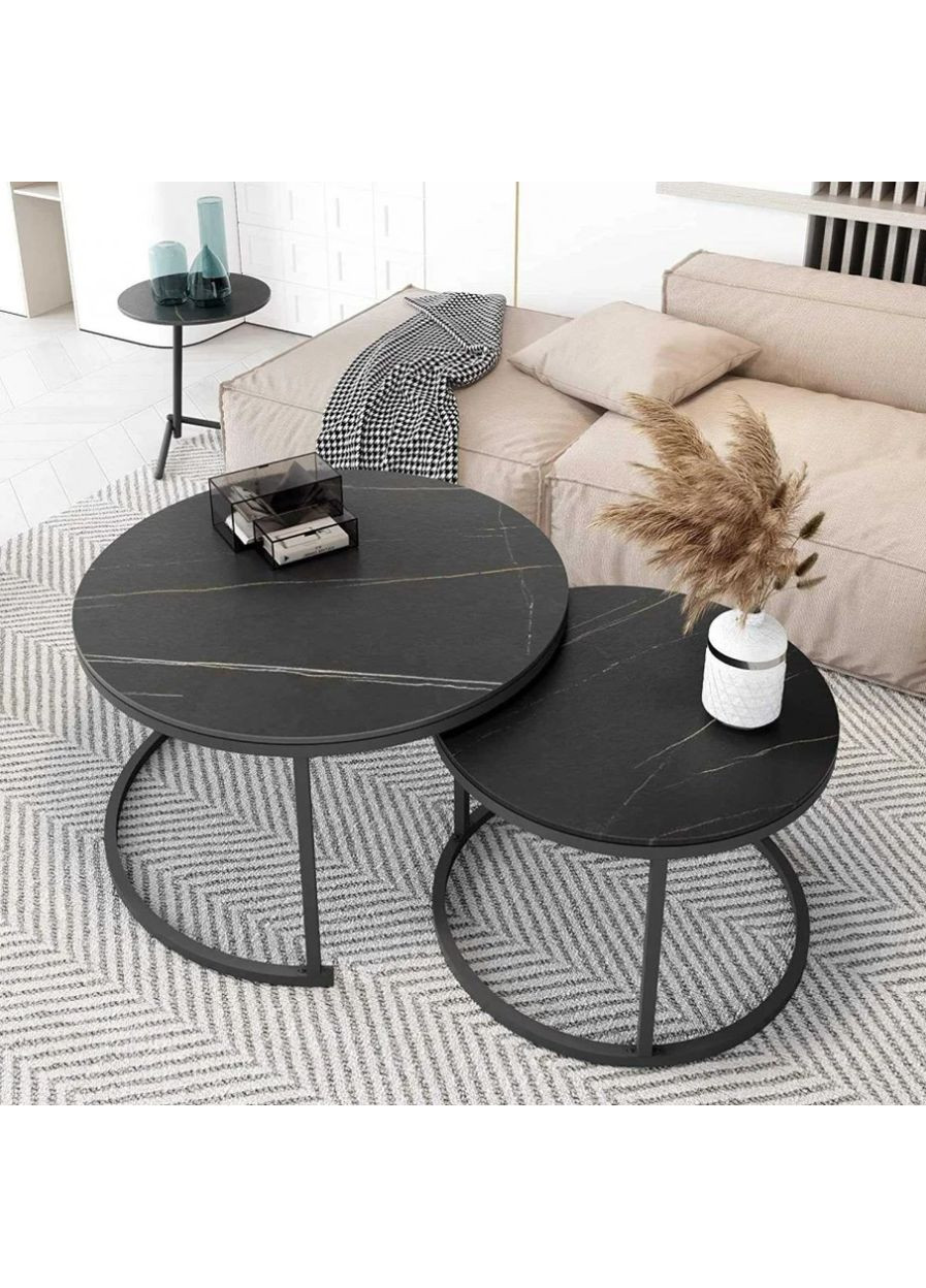 Журнальний столик FLORIDA D чорний мат еф.мармуру/чорний (к-кт) Intarsio (365461255)