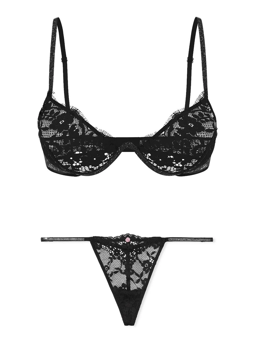 Черный демисезонный комплект (бюстгальтер, трусики) Victoria's Secret